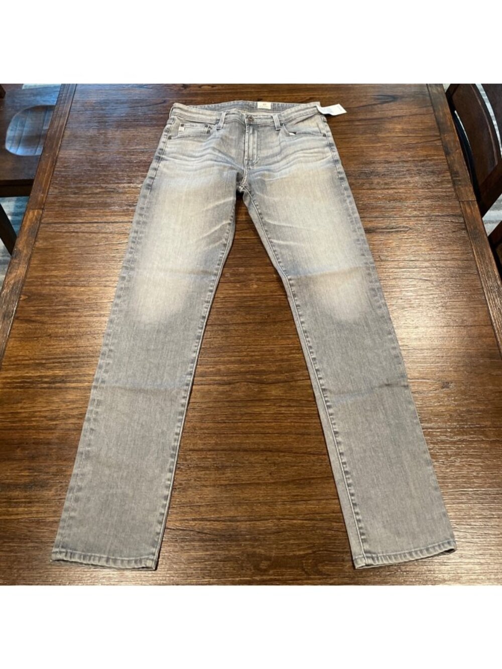 AG Tellis Modern Slim Jean 32x34 Gray Faded Wash Distressed Stretch AHD Sample